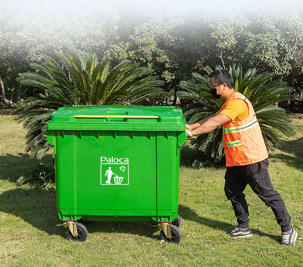Thùng rác công nghiệp có bánh xe để di chuyển dễ dàng hơn