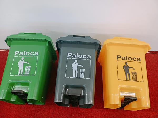 3 màu thùng rác nhựa đều đẹp, in ấn logo Paloca
