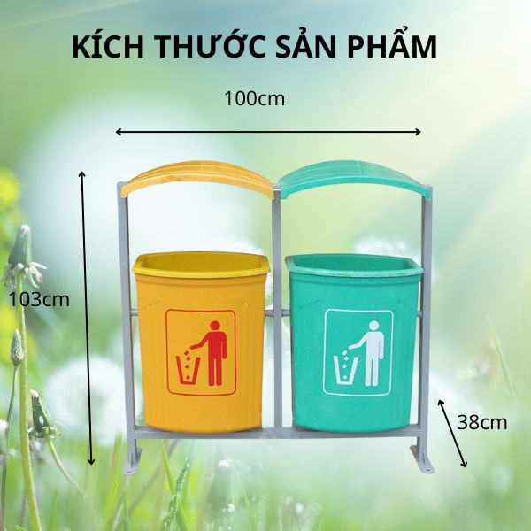 Kích thước thùng rác treo đôi composite