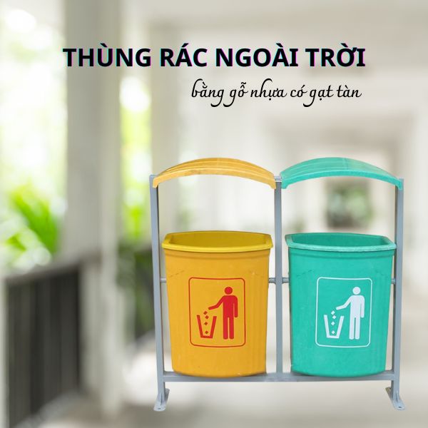 Mẫu thùng rác ngoài trời bằng composite 2 ngăn