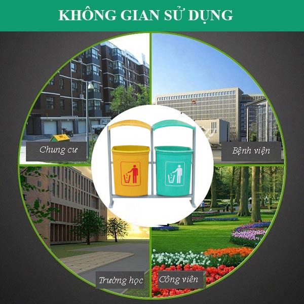 Mẫu thùng phân loại rác phù hợp với không gian ngoài trời