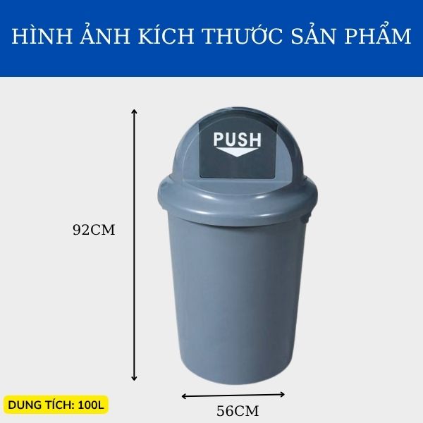 Kích thước thùng rác 100L nắp bập bênh
