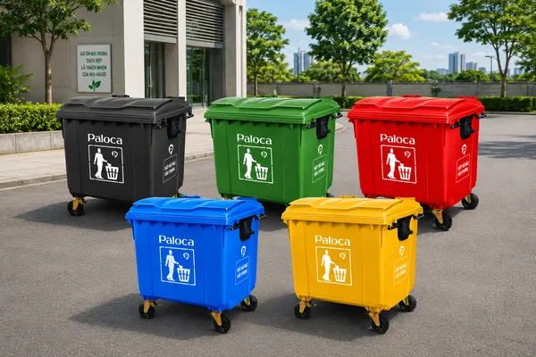 Thùng rác nhựa 1100L nhiều màu