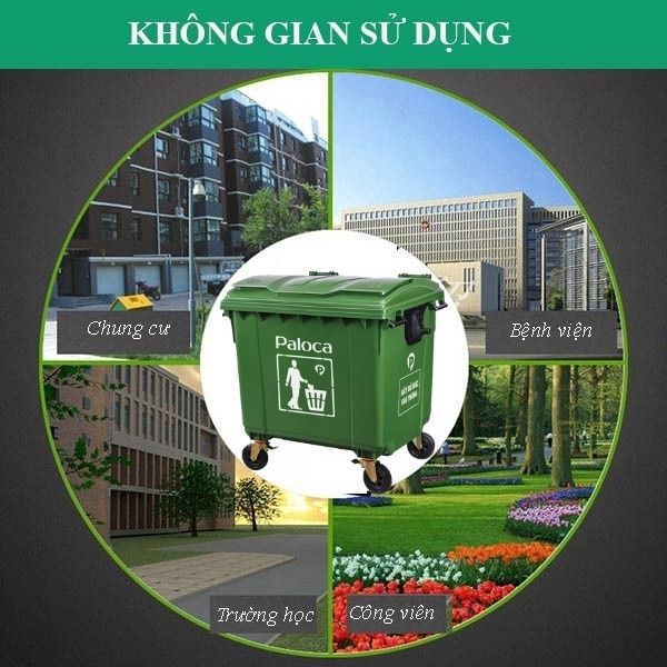 Thùng rác nhựa 1100L nhiều màu