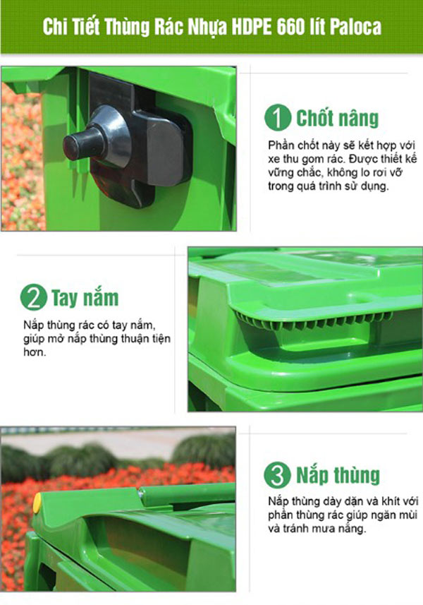 Thùng rác nhựa 1100L nhiều màu