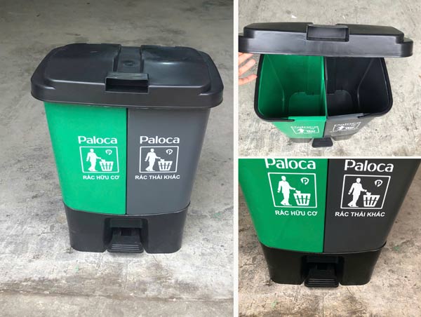 Hình ảnh thùng rác 2 ngăn 60 lít chụp tại kho Hành Tinh Xanh