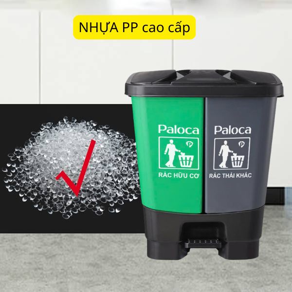 Chất liệu nhựa PP giúp thùng rác 2 ngăn bền hơn
