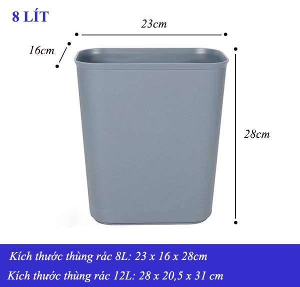 Thùng rác nhựa chống cháy 8L, 12L