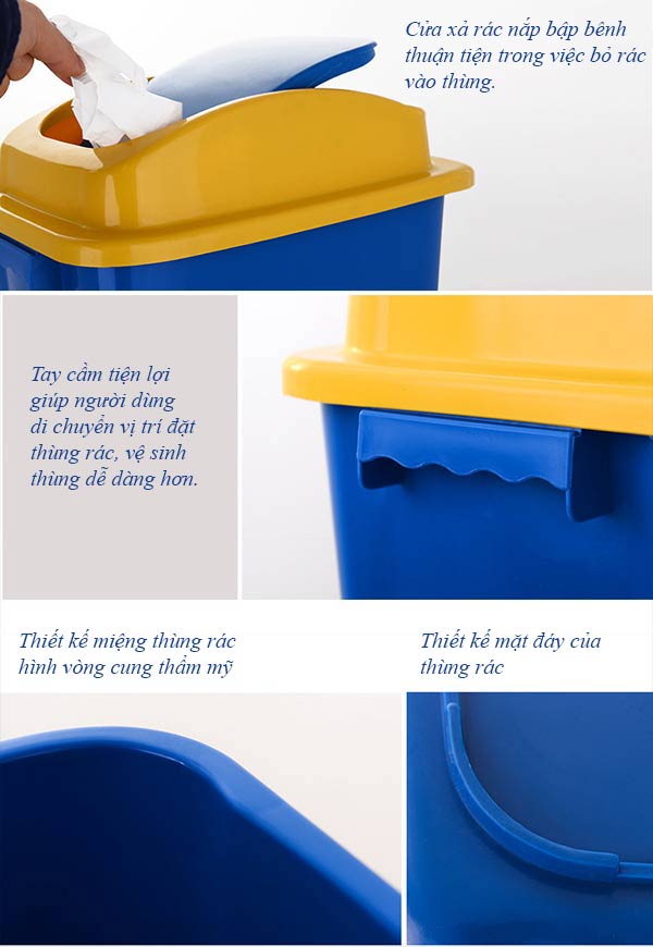 Đặc điểm của thùng đựng rác 30L bằng nhựa nắp lật