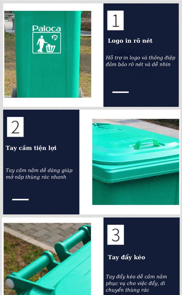 Đặc điểm Thùng rác nhựa composite 240L