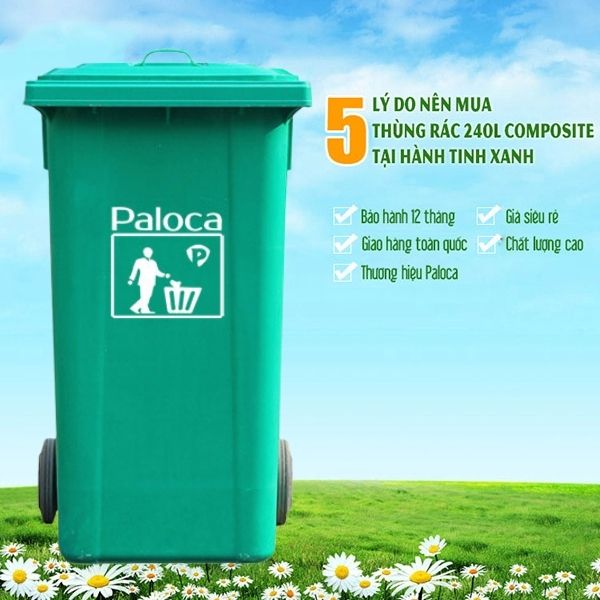 Thùng rác nhựa Composite 240L Paloca
