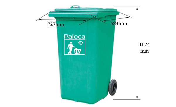 Kích thước Thùng rác nhựa Composite 240 lít Paloca