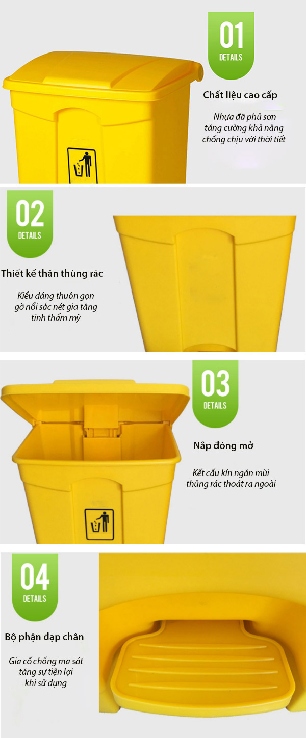 Mô tả thùng rác nhựa đạp chân