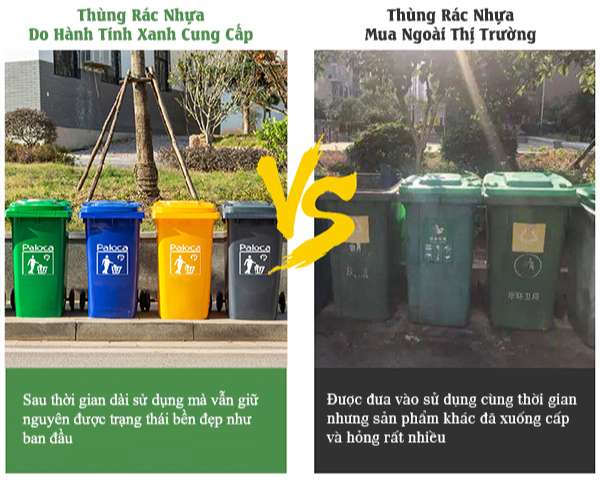 So sánh thùng rác nhựa Paloca và thùng rác không có thương hiệu