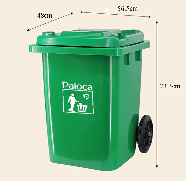 Kích thước tổng thế của thùng đựng rác 80 lít Paloca)