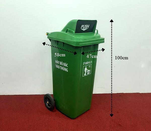 Chi tiết kích thước thùng rác nhựa 120 lít