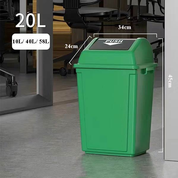 Thùng rác nhựa màu xanh lá nắp lật văn phòng
