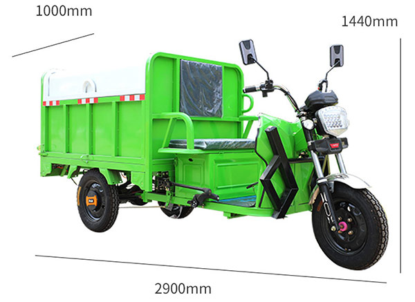 Kích thước Xe điện chở rác 3 bánh