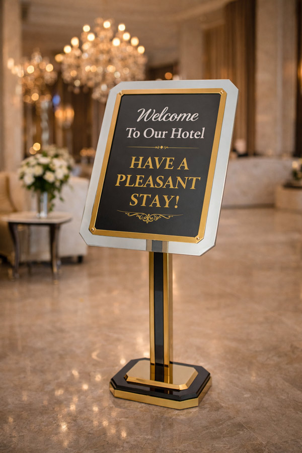 Bảng chào đón sự kiện inox mặt kính