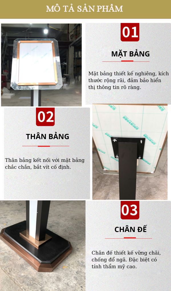 Bảng chào đón sự kiện inox mặt kính