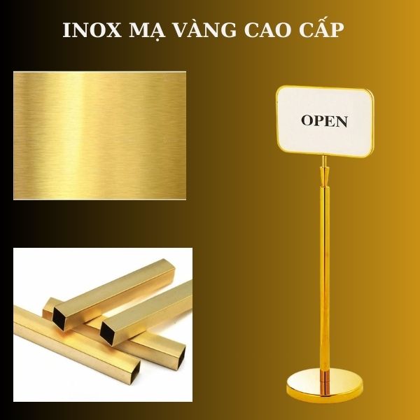 Bảng menu sản xuất từ inox mạ vàng