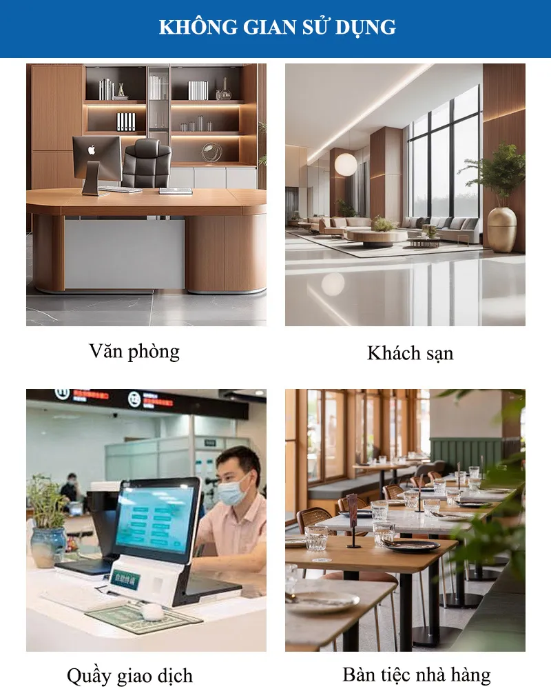 Các không gian nên trang bị bảng chức danh, vị trí để bàn