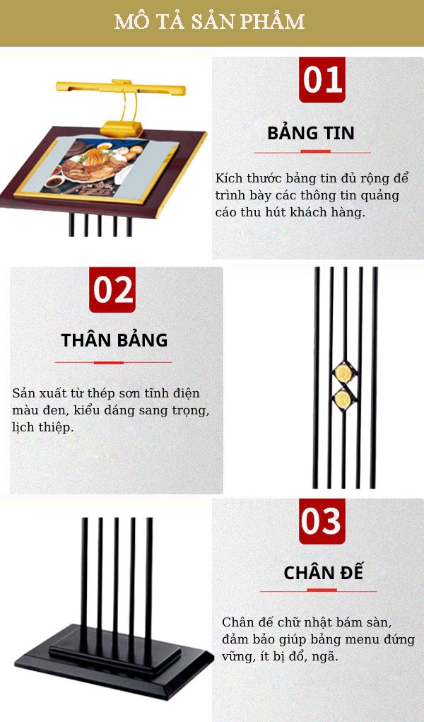 Khám phá đặc điểm từng bộ phận của bảng menu có đèn
