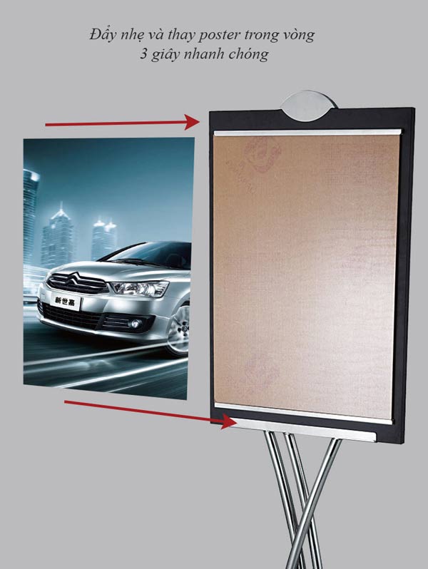 Mặt bảng thiết kế dễ dàng đưa poster vào bên trong