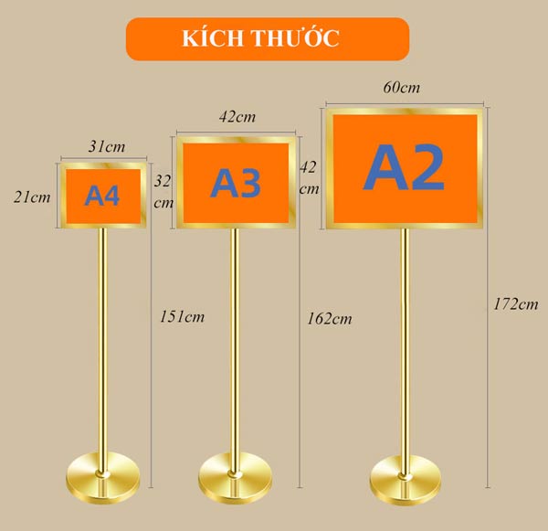 Tham khảo kích thước bảng menu 2 mặt khổ A4, A3, A2
