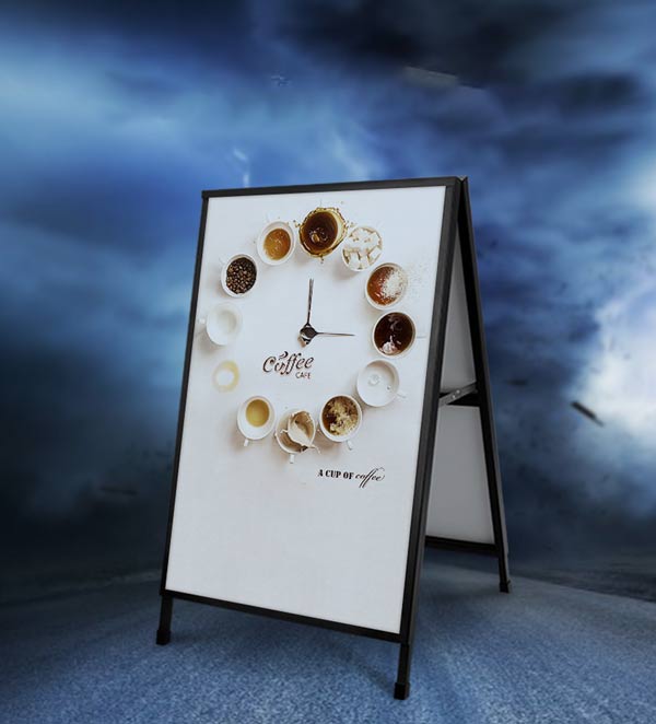 Standee khung thép kiểu dáng chữ A cung cấp quảng cáo ở cả 2 mặt