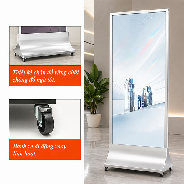 Bảng Standee di động inox trắng