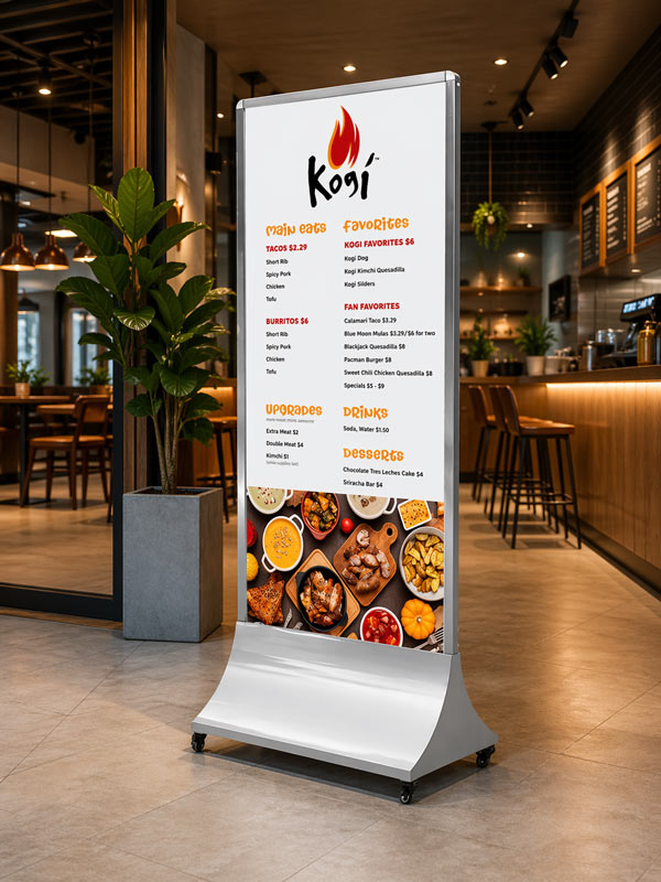 Bảng Standee di động inox trắng