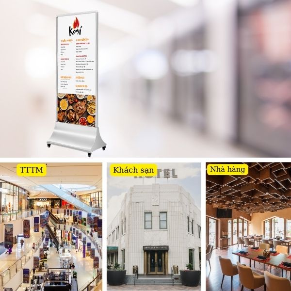 Bảng Standee di động inox trắng