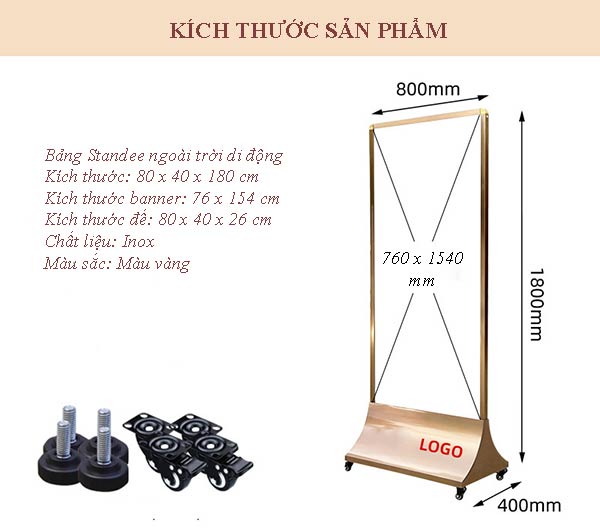 Chi tiết kích thước bảng standee để bạn tham khảo