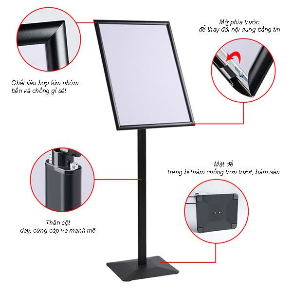 Sơ lược cấu tạo bảng thông báo, thông tin bằng hợp kim nhôm