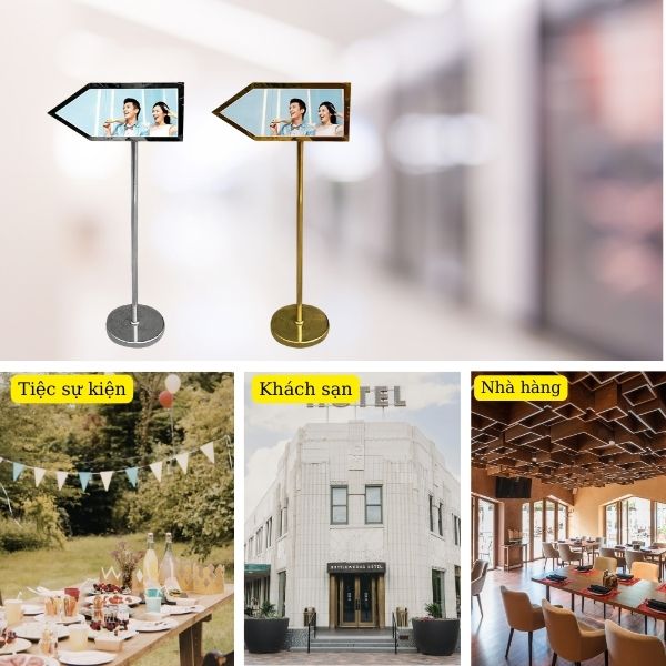 Biển chỉ dẫn inox trắng mũi tên