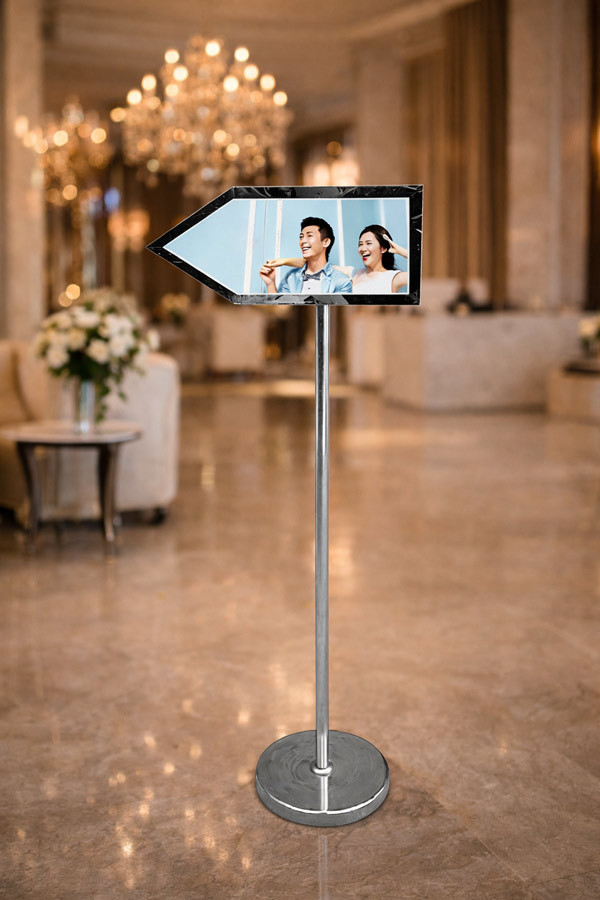 Biển chỉ dẫn inox trắng mũi tên