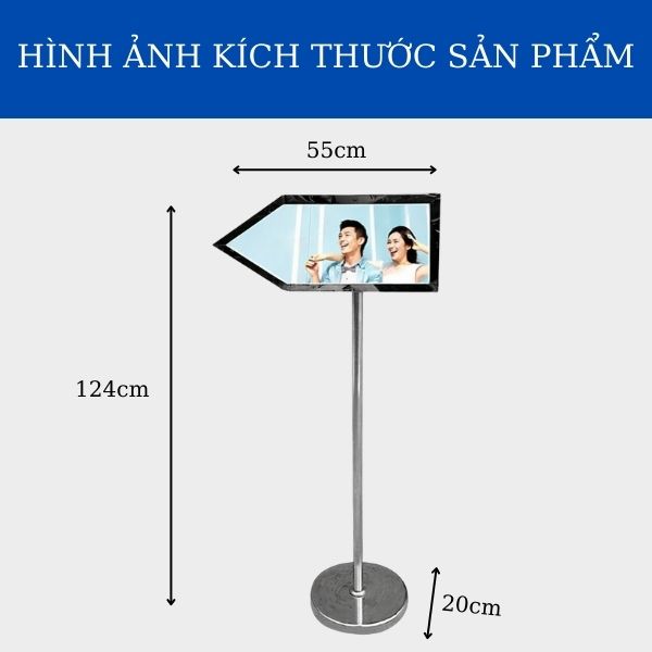 Tham khảo kích thước Biển chỉ dẫn inox trắng mũi tên