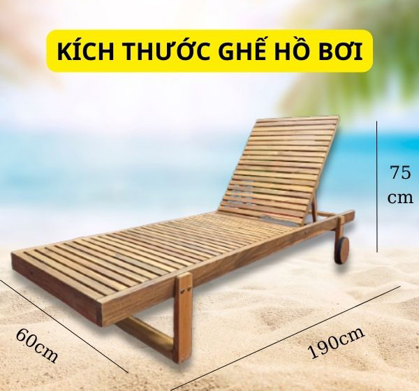Kích thước ghế bể bơi: Khá là rộng rãi