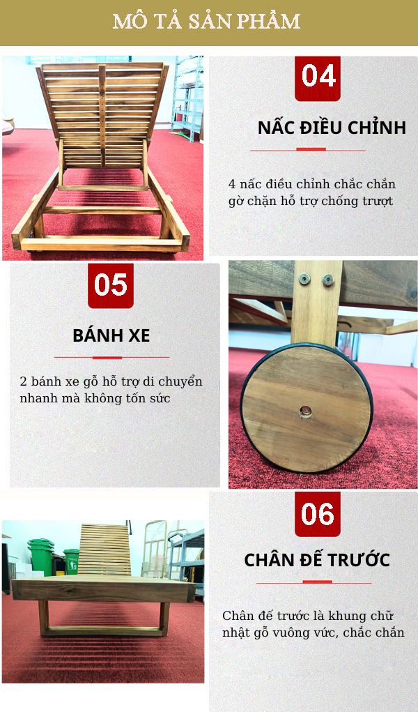 Các đặc điểm của ghế gỗ hồ bơi