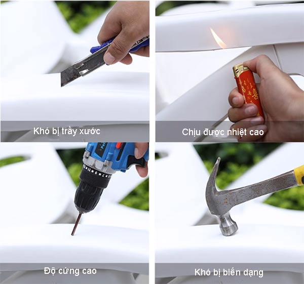 Chất liệu nhựa PP của ghế hồ bơi cao cấp, chịu được nhiều tác động