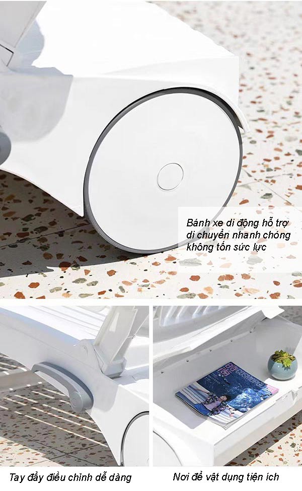 Đặc điểm từng bộ phận cấu thành ghế tắm nắng bể bơi