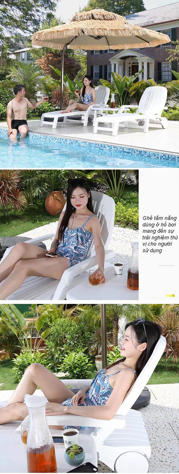 Ghế tắm nắng hồ bơi nhựa của Hành Tinh Xanh được nhiều người yêu thích