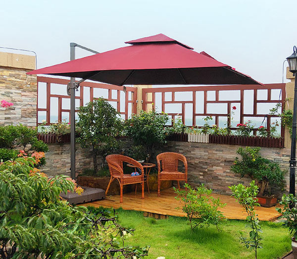 Dù lệch tâm vuông che nắng sân vườn