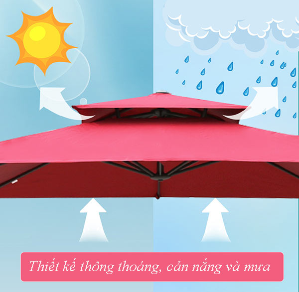 Tán dù rộng, vải dù chống nắng chống nước tốt