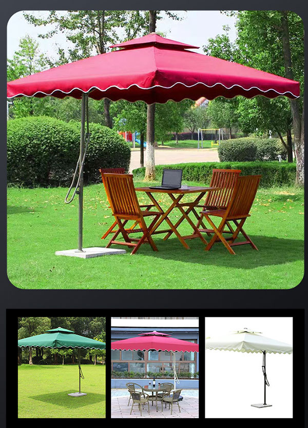 Mẫu dù lệch tâm vuông mái che viền bèo đẹp