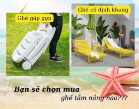 So sánh ghế tắm nắng khung cố định và ghế gấp gọn