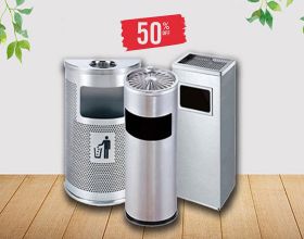 Giảm giá 50% khi mua thùng rác inox gạt tàn