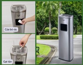 Trụ gạt tàn công cộng có thùng rác: Tiện ích 2 trong 1 cho không gian hiện đại
