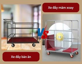 So sánh xe đẩy bàn ăn và xe đẩy mâm xoay bàn tiệc chuyên dụng